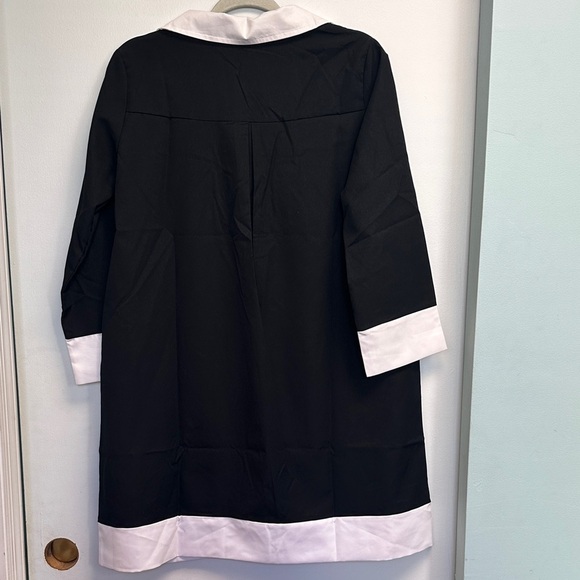 Elegant Black and White Long Sleeve Dress - Picture 4 of 4